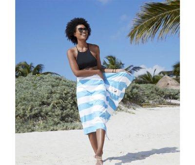 Large Microfiber Beach Towel Pastel Blue Cabana Personalised