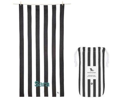 Large Microfiber Beach Towel Black Cabana Personalised
