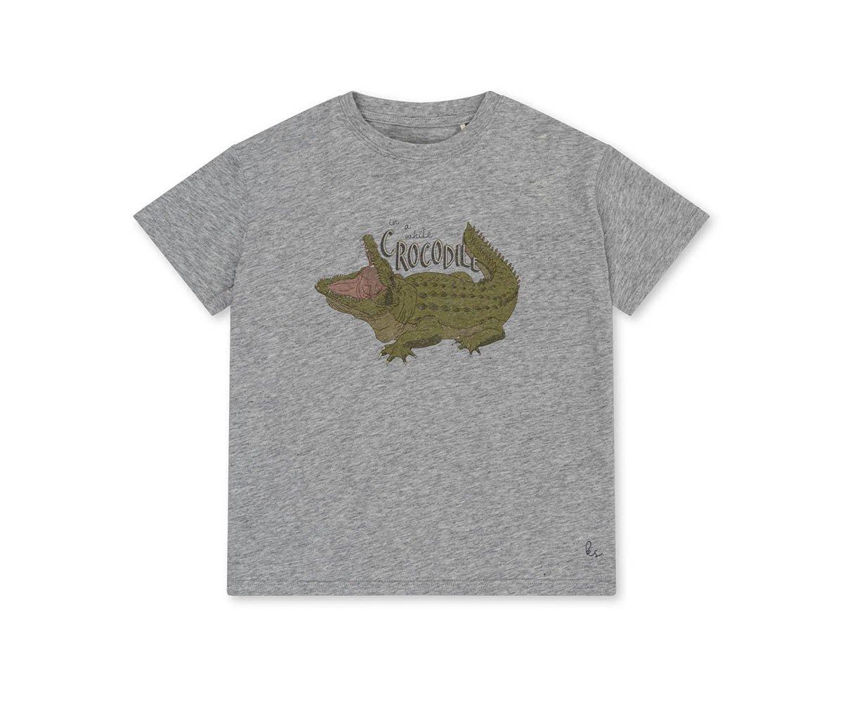 T-Shirt MC GOTS Grey Melange Crocodile