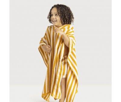 Poncho de Playa Stripes Amarillo/Blanco