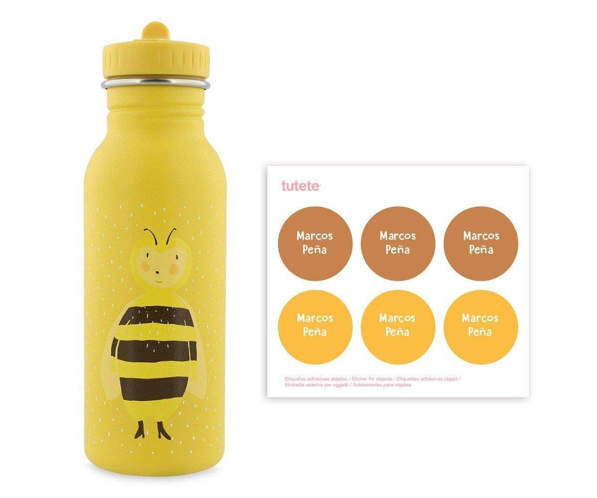 Botella Acero Trixie Mrs. Bumblebee 500ml + 6 Pegatinas Redondas Yellow Regalo