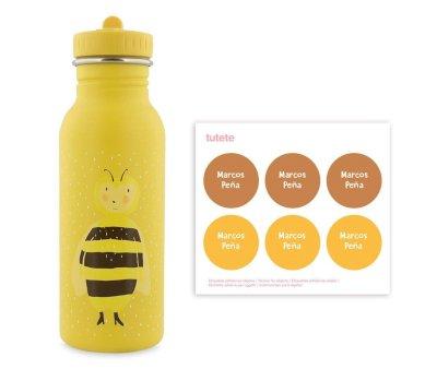 Trixie Steel Bottle Mrs. Bumblebee 500ml + 6 Round Stickers Yellow Gift