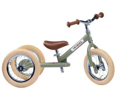 Bici senza Pedali Trybike Verde+Kit Terza Ruota Bianca