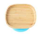 Toddler Bamboo Plate with Suction Base Blue