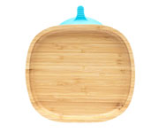 Toddler Bamboo Plate with Suction Base Blue