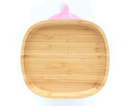 Toddler Bamboo Plate with Suction Base Pink