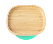 Toddler Bamboo Plate with Suction Base Plain Green