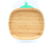 Toddler Bamboo Plate with Suction Base Plain Green