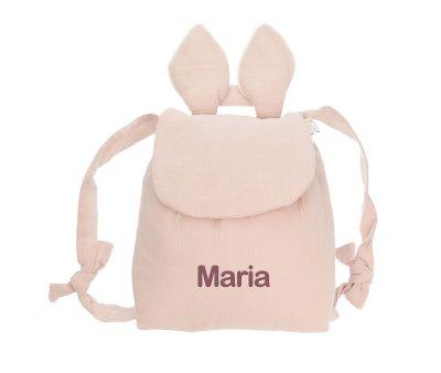 Zaino Piccolo Coniglietto Rosa Polvere Personalizzabile