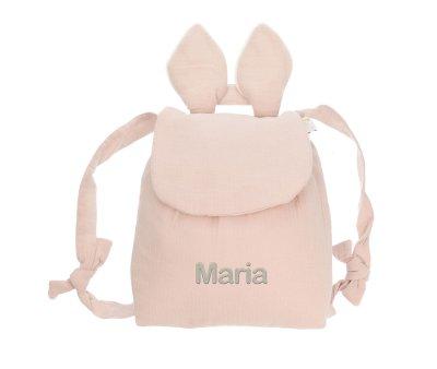 Zaino Piccolo Coniglietto Rosa Polvere Personalizzabile