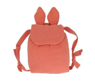 Small Terracotta Gauze Rabbit Backpack Personalised