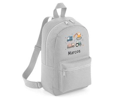 Mochila Mini Fashion Personalizada Trucks Cinza