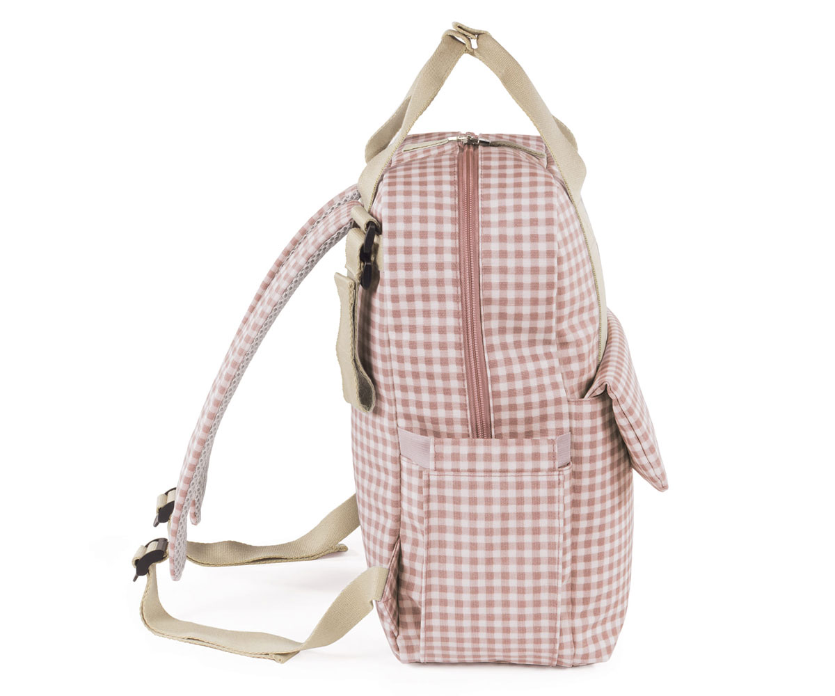 Mochila guardería vichy rosa