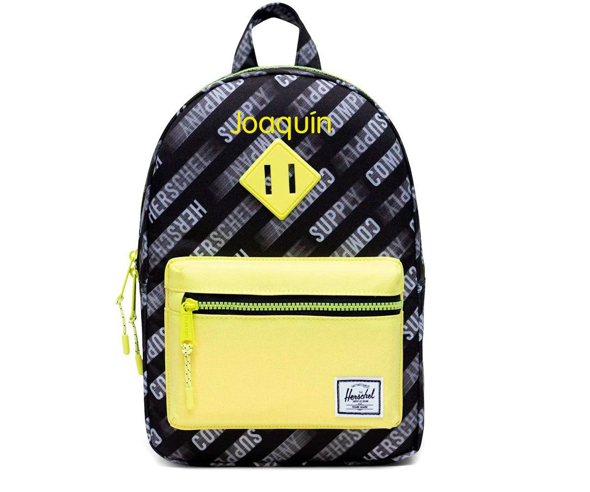 Zaino Herschel Heritage Youth XL Black Highlight Personalizzabile - Tutete