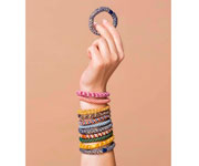 Elstico de cabelo Kknekki Old Pink White Stripe