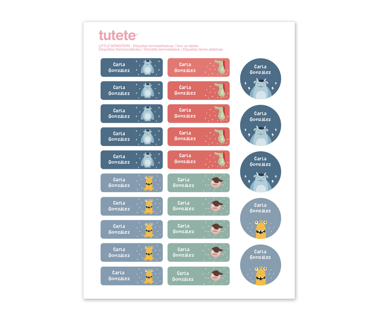 25 Etichette Termoadesive Little Monsters - Tutete