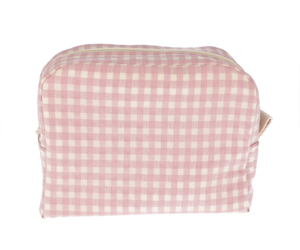 Grande Trousse De Toilette Vichy Rose - Personnalisé