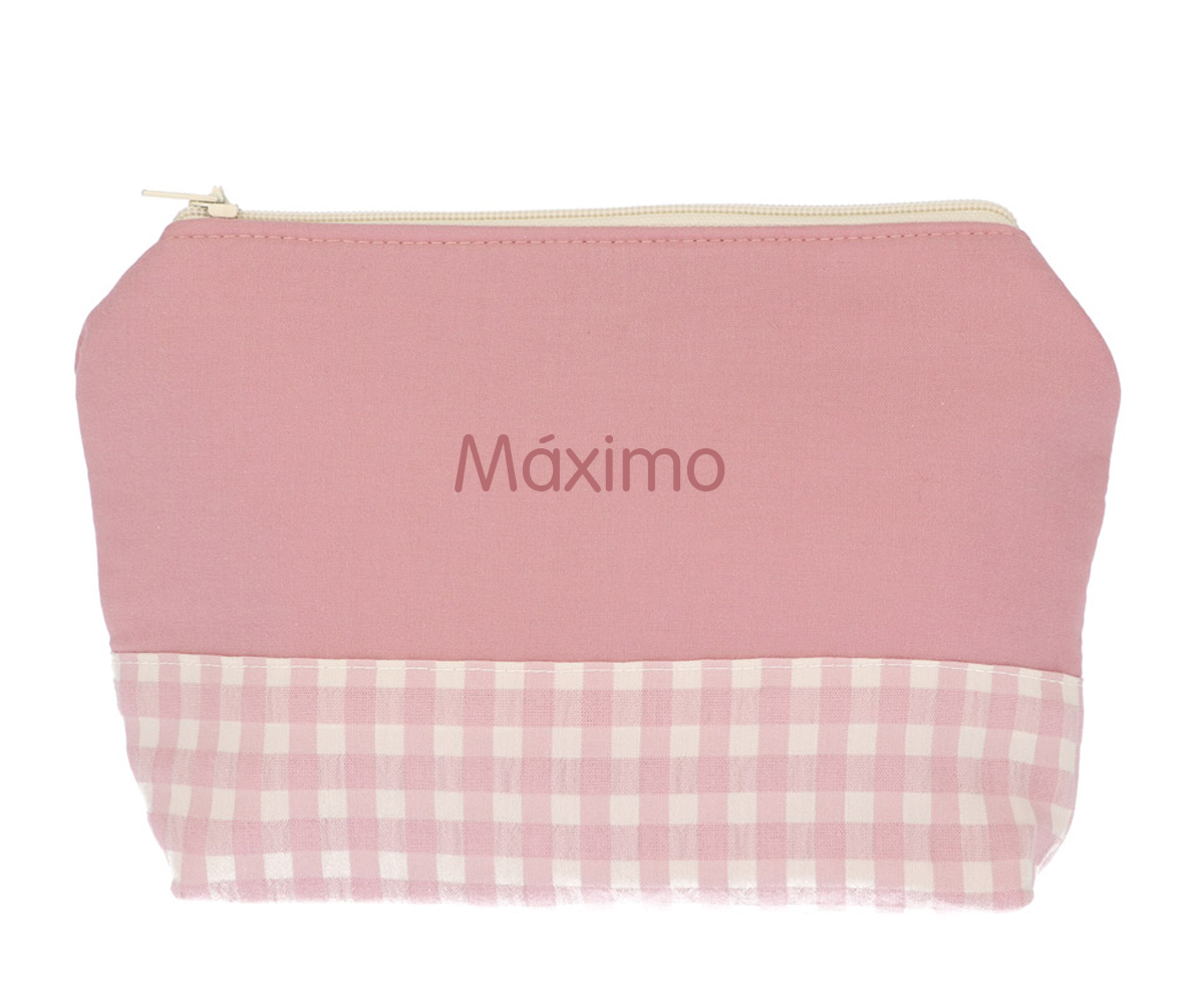 Trousse De Toilette Pour Enfant Vichy Rose - Personnalisé