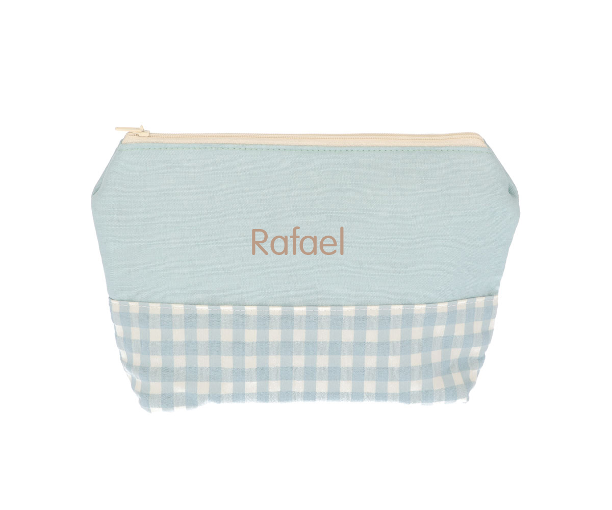 Trousse De Toilette Pour Enfant Vichy Vert - Personnalisé