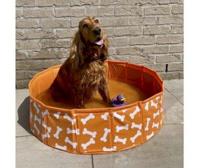 Piscina Plegable para Perros Huesos Naranja