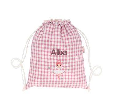 Sac  Dos Ficelle Vichy Ballet Personnalisable