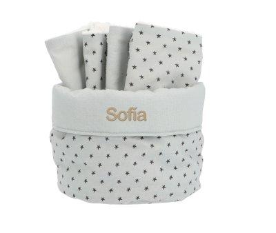 Cesta con Secababitas Mini Star Grey Personalizable