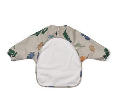 Bib with Sleeves Merle Dinosaurs / Mist