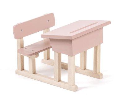 Pupitre Escolar Ambroise de Madera Rosa Empolvado para Muecas