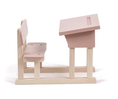 Pupitre Escolar Ambroise de Madera Rosa Empolvado para Muecas
