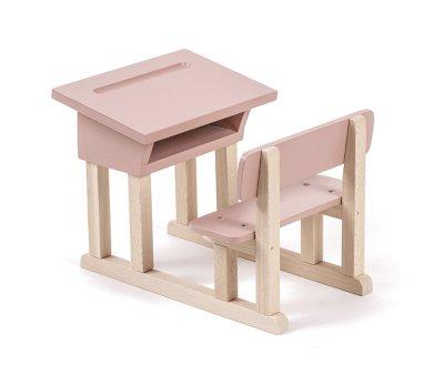 Pupitre Escolar Ambroise de Madera Rosa Empolvado para Muecas