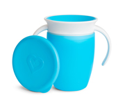 Copo anti-gotas Miracle 360 com pegas e tampa 200 ml Azul