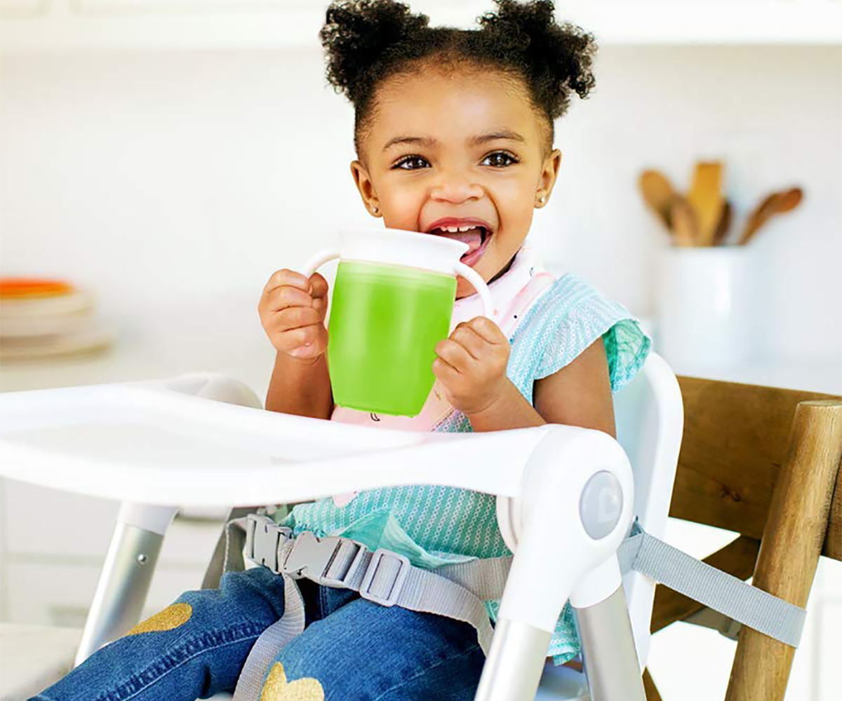 Tasse verre ANTI-FUITE et bord 360° avec poignée - Cup Baby - Vert