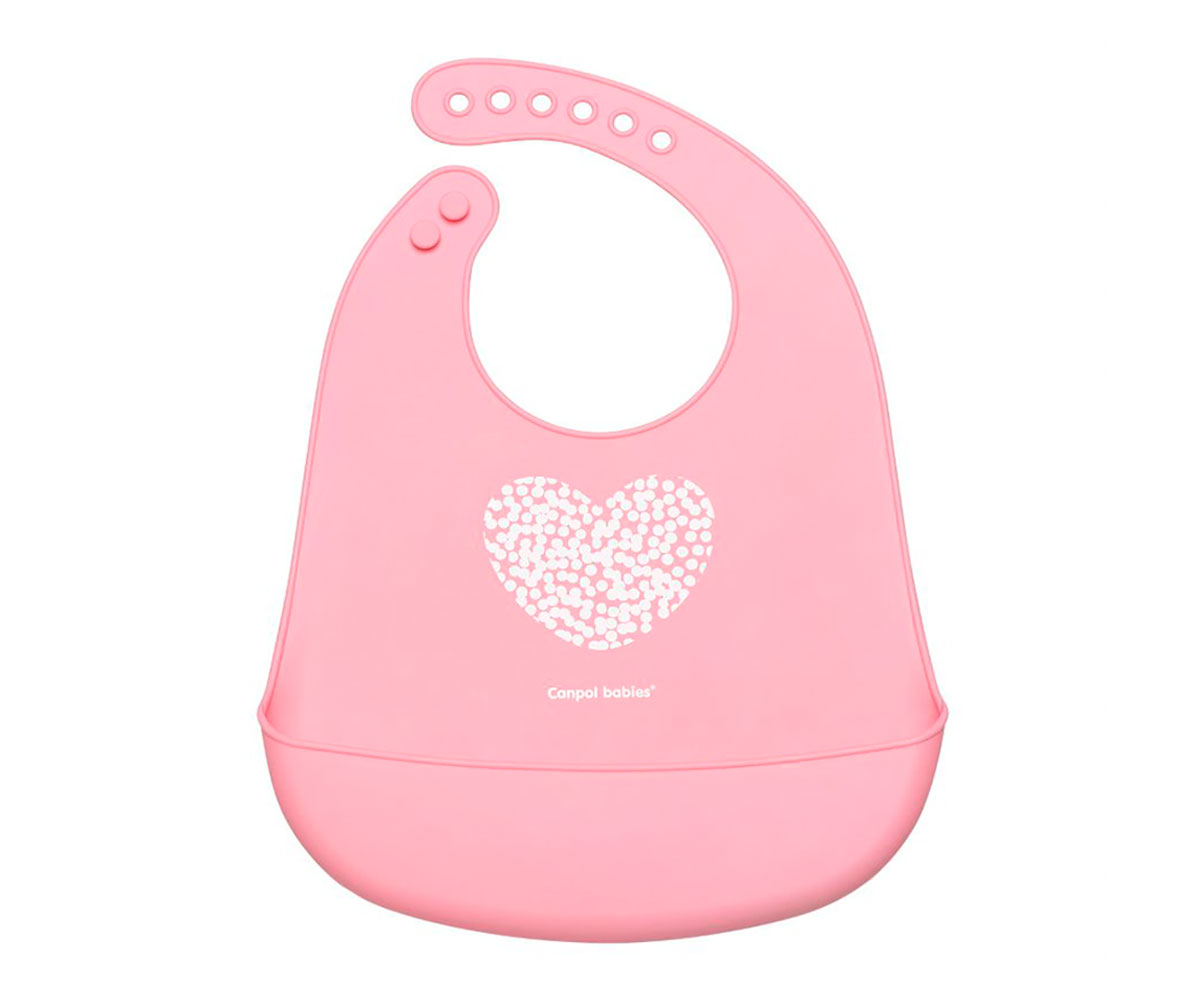 Babete Silicone Com Bolso Rosa