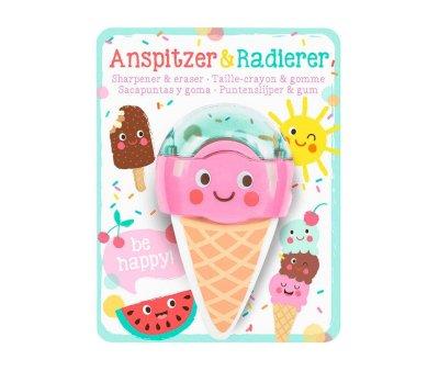 1 Unit Ice Cream Sharpener and Eraser Be Happy