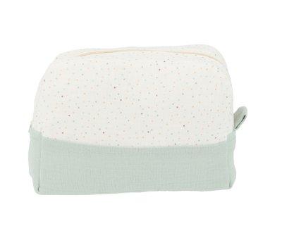 Large Toiletry Bag Rainbow Dots Green Personalised