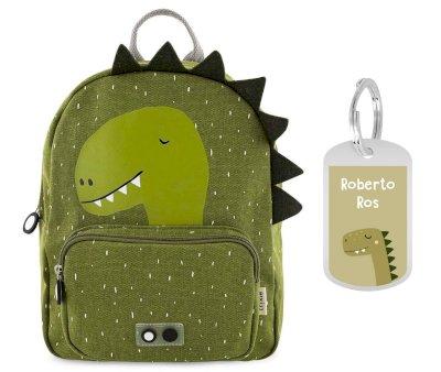 Mochila Trixie LARGE Dino com Porta chave Personalizado