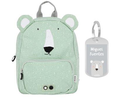 Mochila Trixie GRANDE Mr. Polar Bear con Llavero Personalizado
