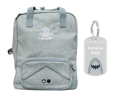 Mochila Escolar Grande Mr. Shark con Llavero Personalizado