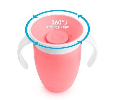 Bicchiere Antigoccia Manici Miracle 360 Tappo Rosa 200ml