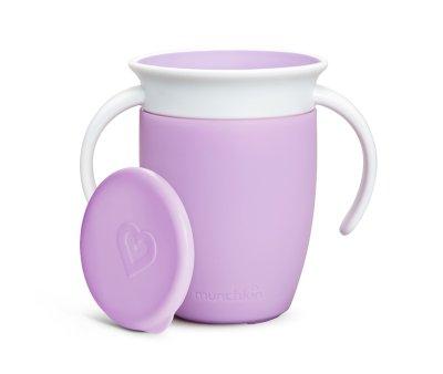 Bicchiere Antigoccia Manici Miracle 360 Tappo Lilla 200ml