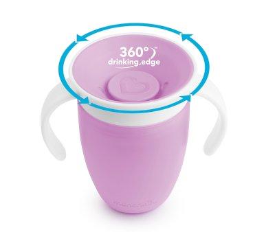 Bicchiere Antigoccia Manici Miracle 360 Tappo Lilla 200ml