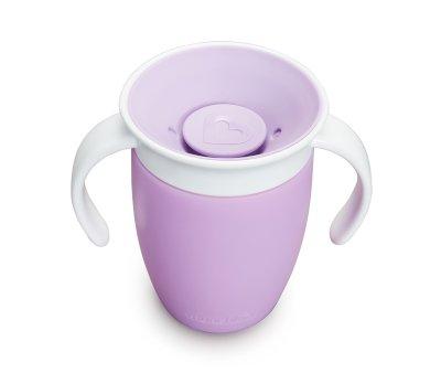 Bicchiere Antigoccia Manici Miracle 360 Tappo Lilla 200ml