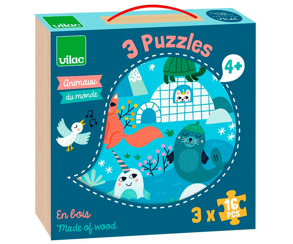 3 Puzzles Animales Del Mundo