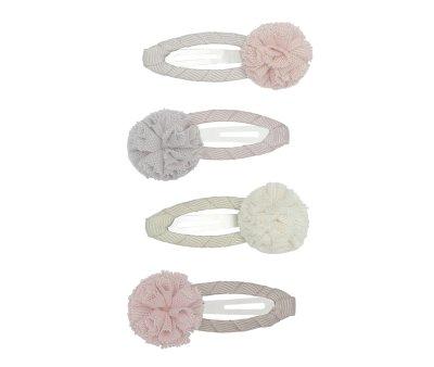 4 grampos de cabelo com pompom de tule