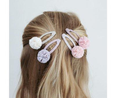 4 grampos de cabelo com pompom de tule