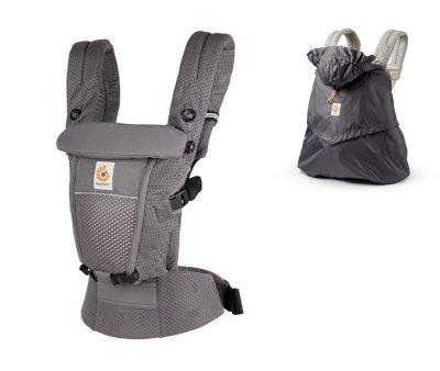 Mochila Portabeb Ergobaby Gris Grafito + Funda para Lluvia de REGALO Gris Carbn