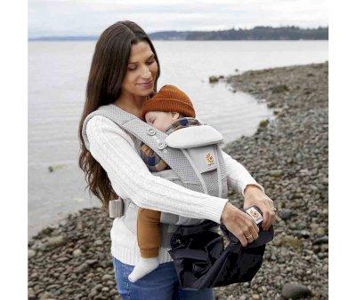 Ergobaby Pearl Grey Baby Carrier + FREE Rain Cover Charcoal Grey