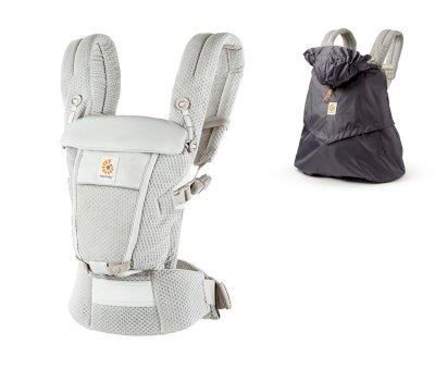 Ergobaby Pearl Grey Baby Carrier + FREE Rain Cover Charcoal Grey