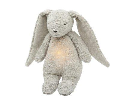 Peluche Luz-Sonido Conejo Orgnico Moonie Gray Natur Personalizable