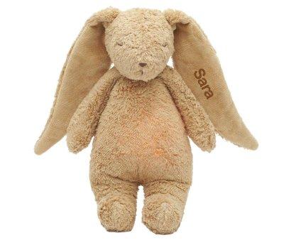 Peluche Luz-Sonido Conejo Orgnico Moonie Cappuccino Natur Personalizable